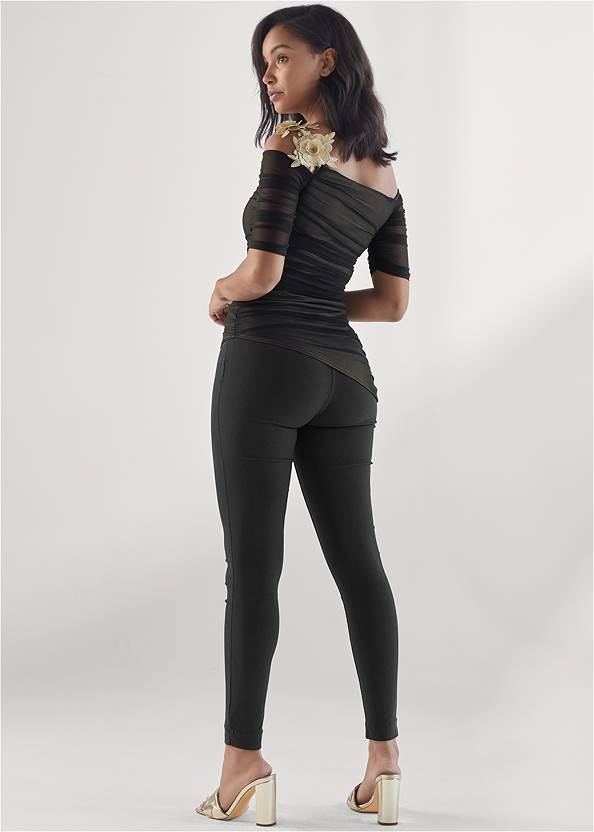 Full back view Floral Detail Mesh Top