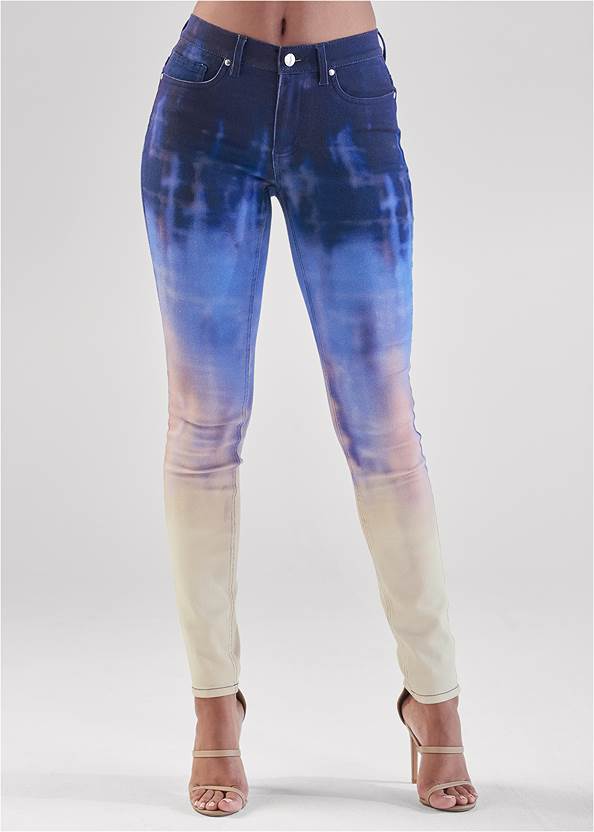 Cropped Front View Tie-Dye Skinny Jeans