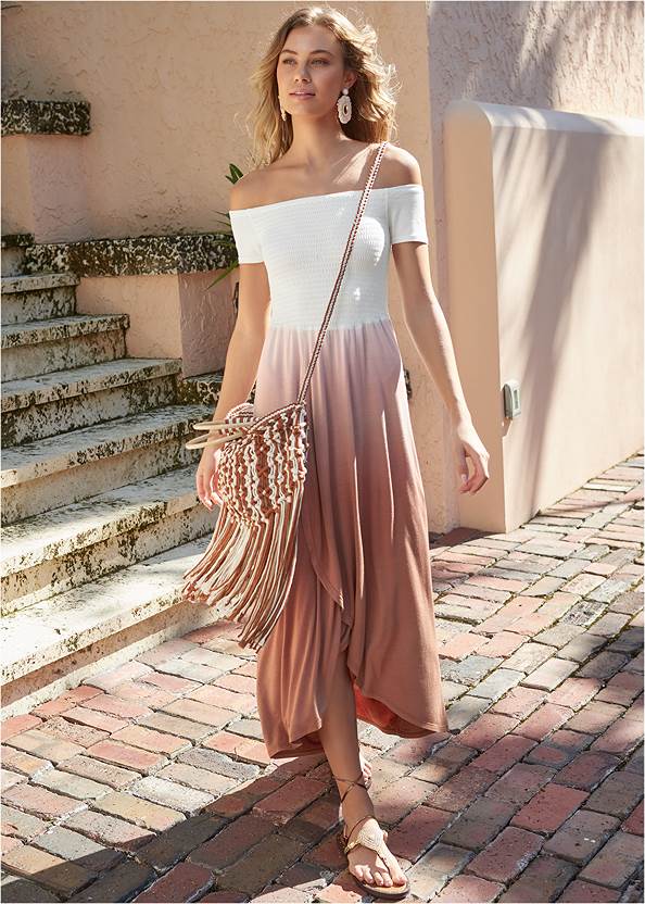 Alternate View Off-The-Shoulder Ombre Dress