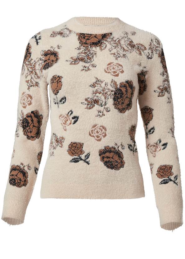 Ghost with background  view Eyelash Rose Print Sweater