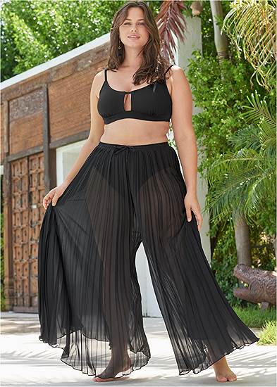 Plus Size Pleated Cover-Up Pants