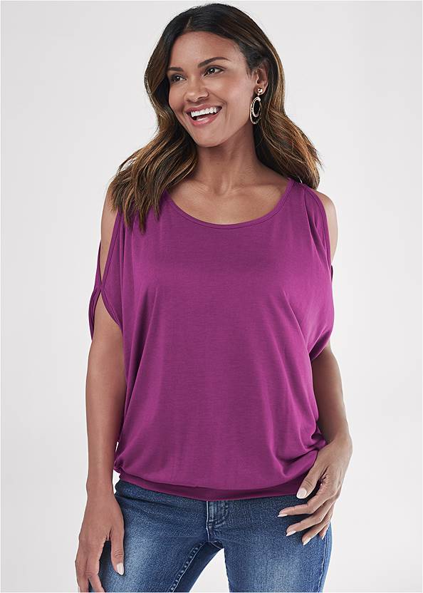 Cropped front view Casual Cold-Shoulder Top