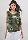 Front view Feather Cold-Shoulder Tee