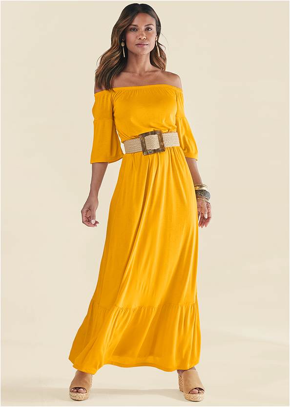 Full Front View Off-The-Shoulder Maxi Dress