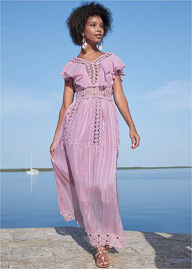 Crochet Detail Maxi Dress