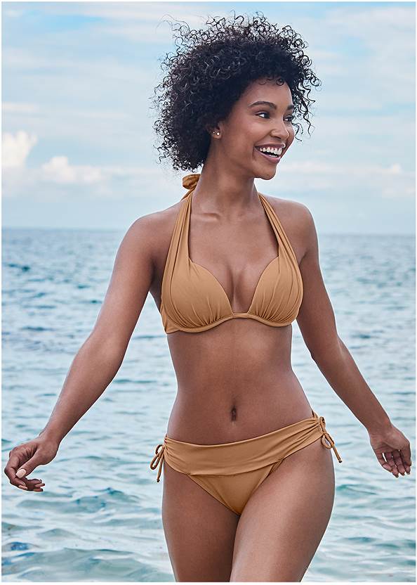 Marilyn Underwire Push-Up Halter Top,The Gabrielle Bottom,The Genevieve Bottom,Goddess Side Detail Bottom,Classic Scoop Front Bottom ,Enhancer Push-Up Triangle Top,Lace Up Front Cover-Up Dress,Packable Straw Hat