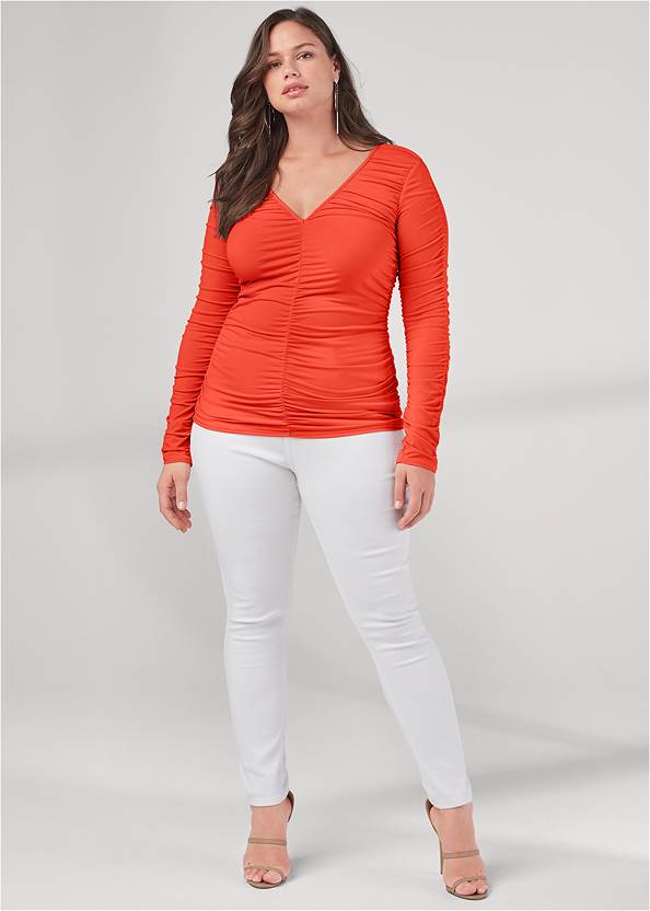 Alternate View Ruched V-Neck Top