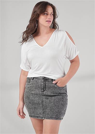 Plus Size Mini Jean Skirt