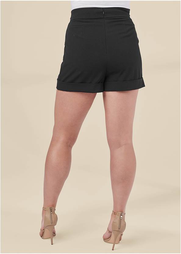 Back View Pleated Cuffed Shorts