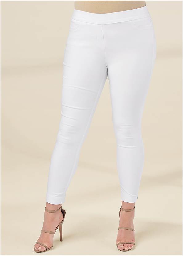 Front view Mid-Rise Slimming Stretch Jeggings