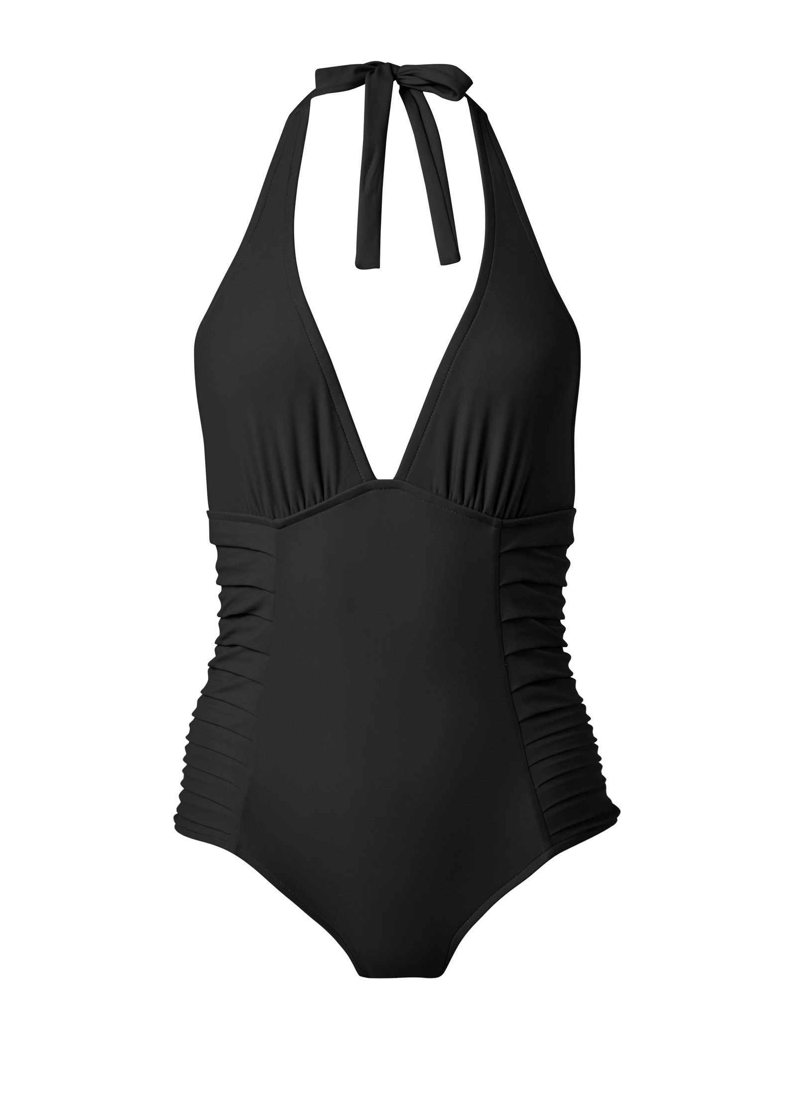 Peek-A-Boo Halter One-Piece Swimsuit in Black & White | VENUS