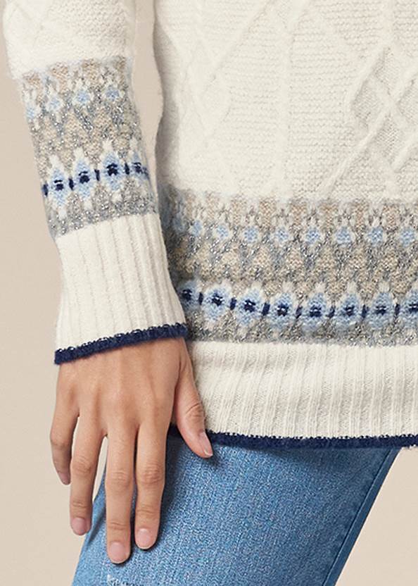 Detail front view Fair Isle Turtleneck Sweater