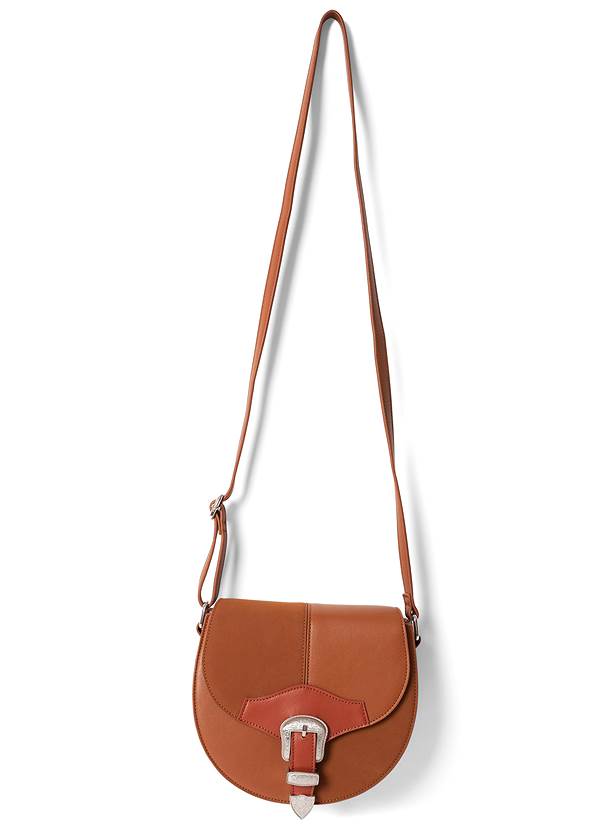 Full  view Faux Leather Saddle Bag