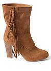 Shoe series side view Faux-Suede Fringe Booties