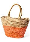Flatshot front view Color Block Straw Tote