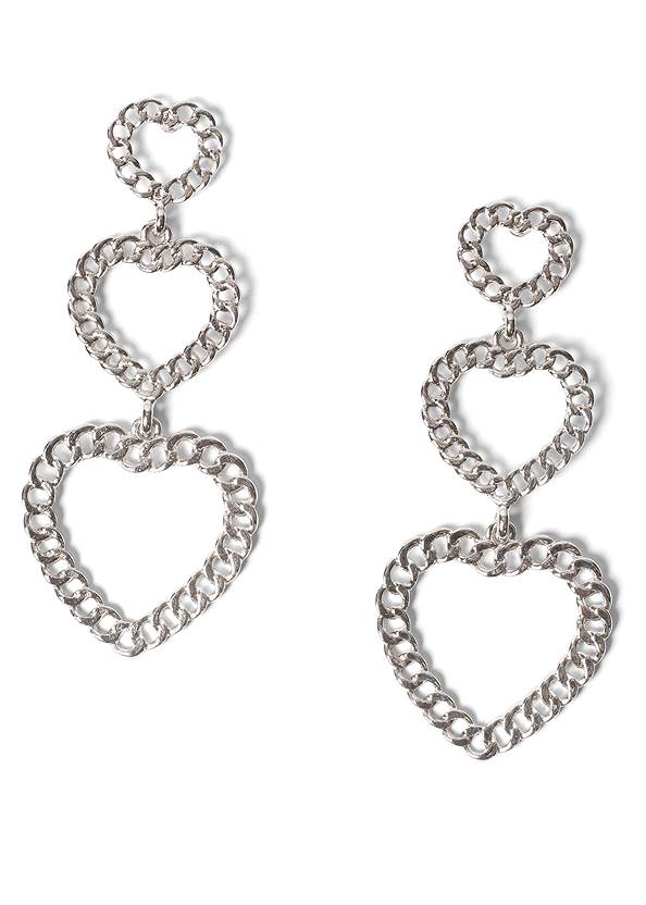 Flatshot  view Metal Heart Drop Earrings