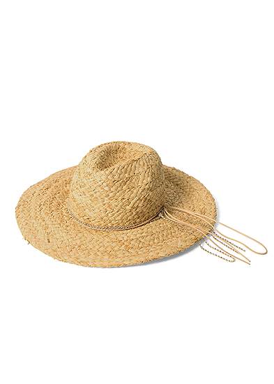Straw Hat With Jewel Trim