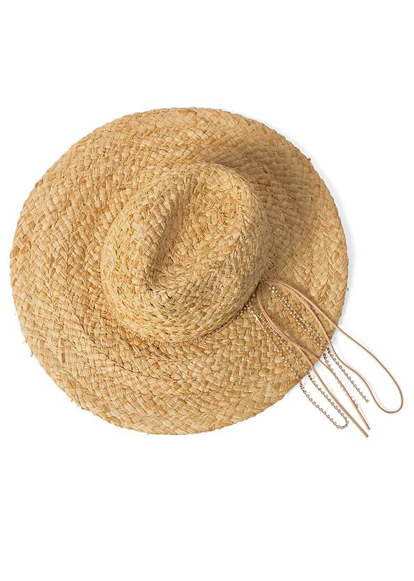 Full front view Straw Hat With Jewel Trim