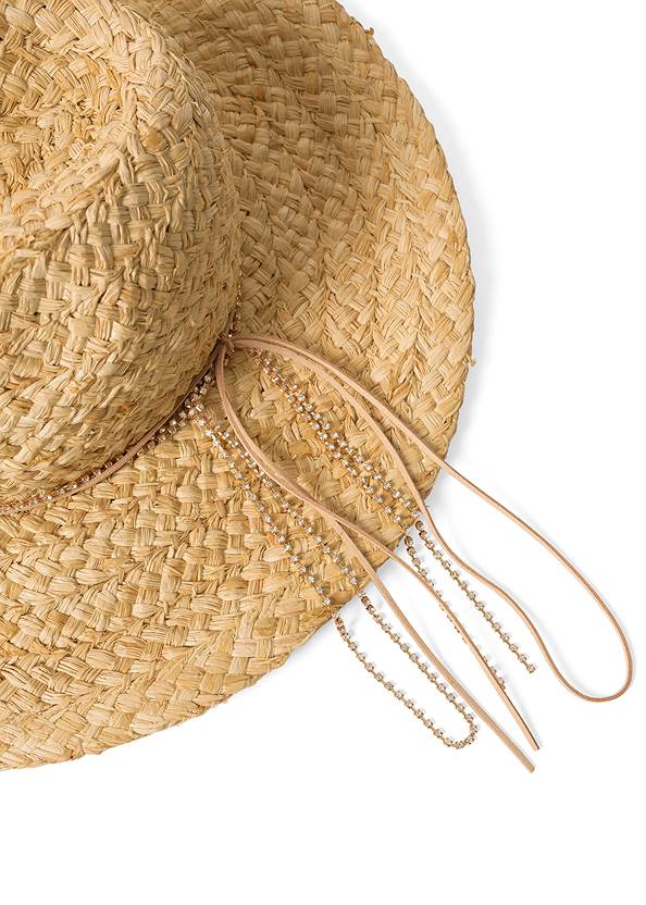 Detail  view Straw Hat With Jewel Trim