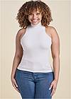 Front View Mock-Neck Seamless Top