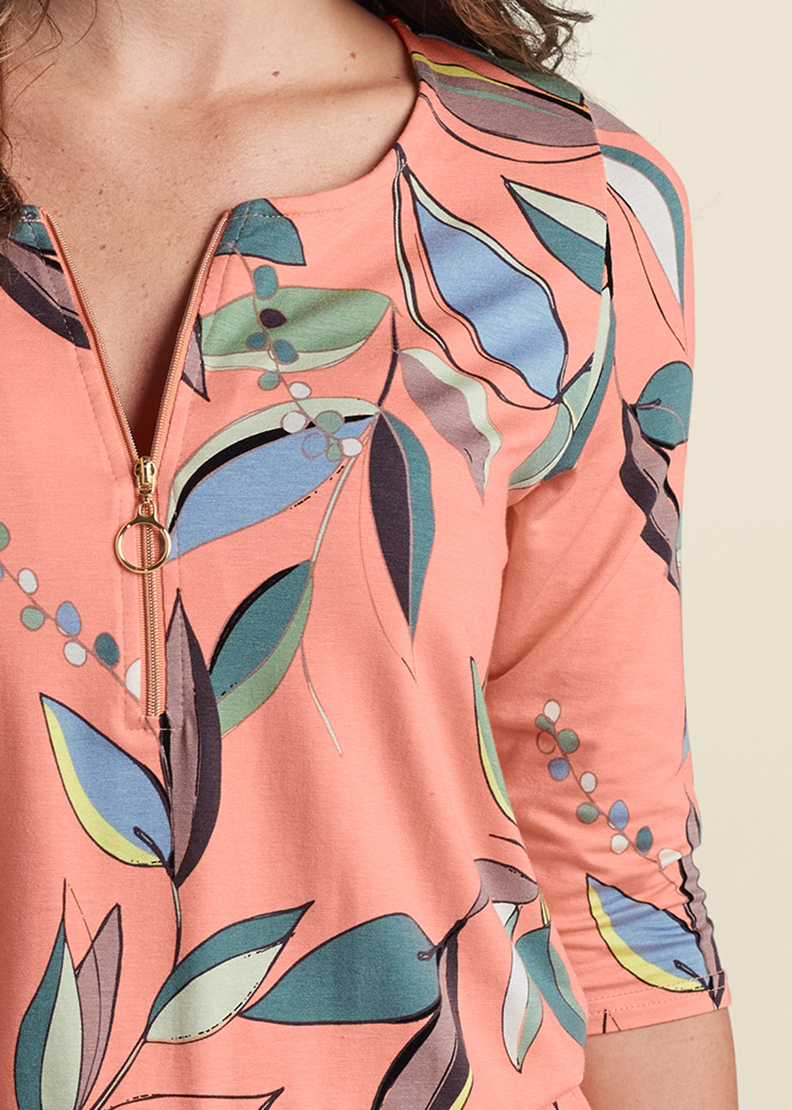 Zip Detail Printed Dress in Orange Multi | VENUS