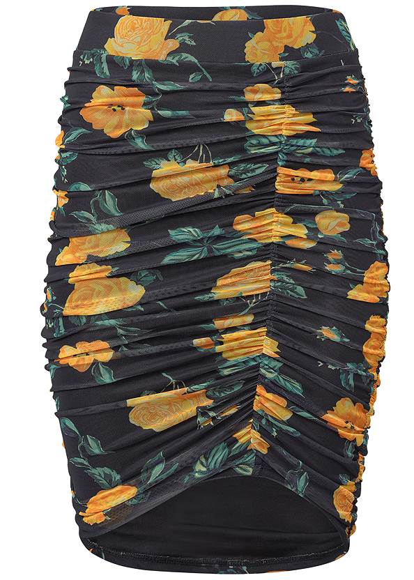Alternate View Floral Ruched Bodycon Skirt