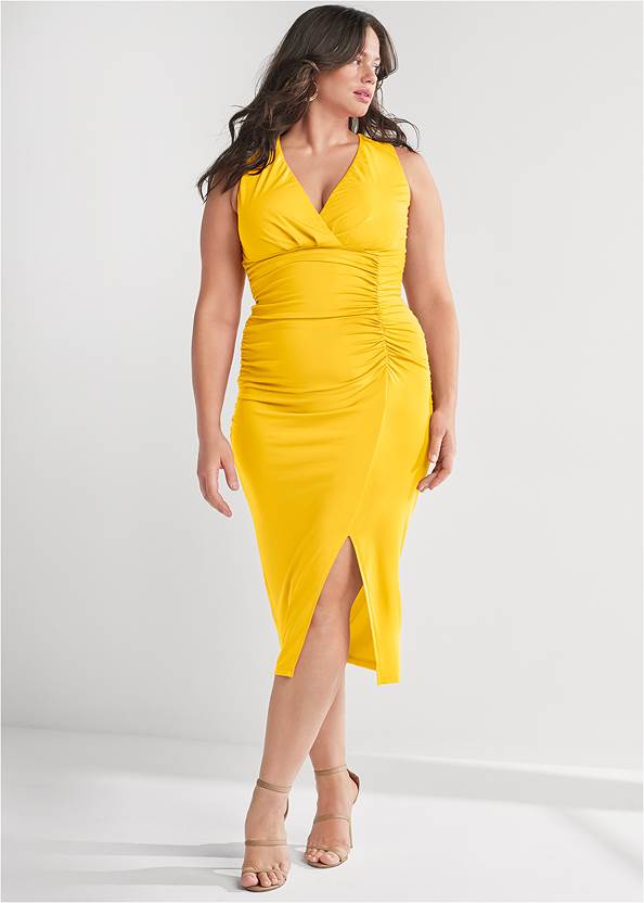 Front View Ruched Bodycon Dress