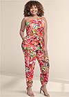 Front View Tropical Printed Jumpsuit