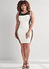 Full Front View Striped Bodycon Dress