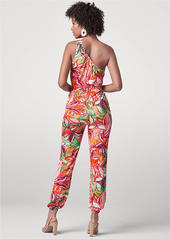 Back View Tropical Printed Jumpsuit