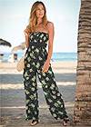 Front View Floral Strapless Jumpsuit