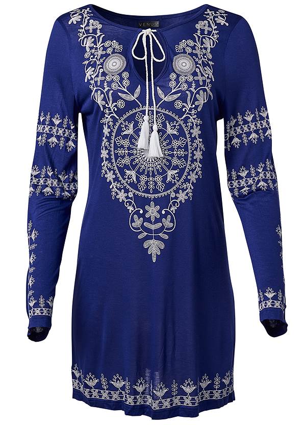 Ghost with background  view Long Sleeve Cover-Up Dress