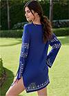 Full back view Long Sleeve Cover-Up Dress