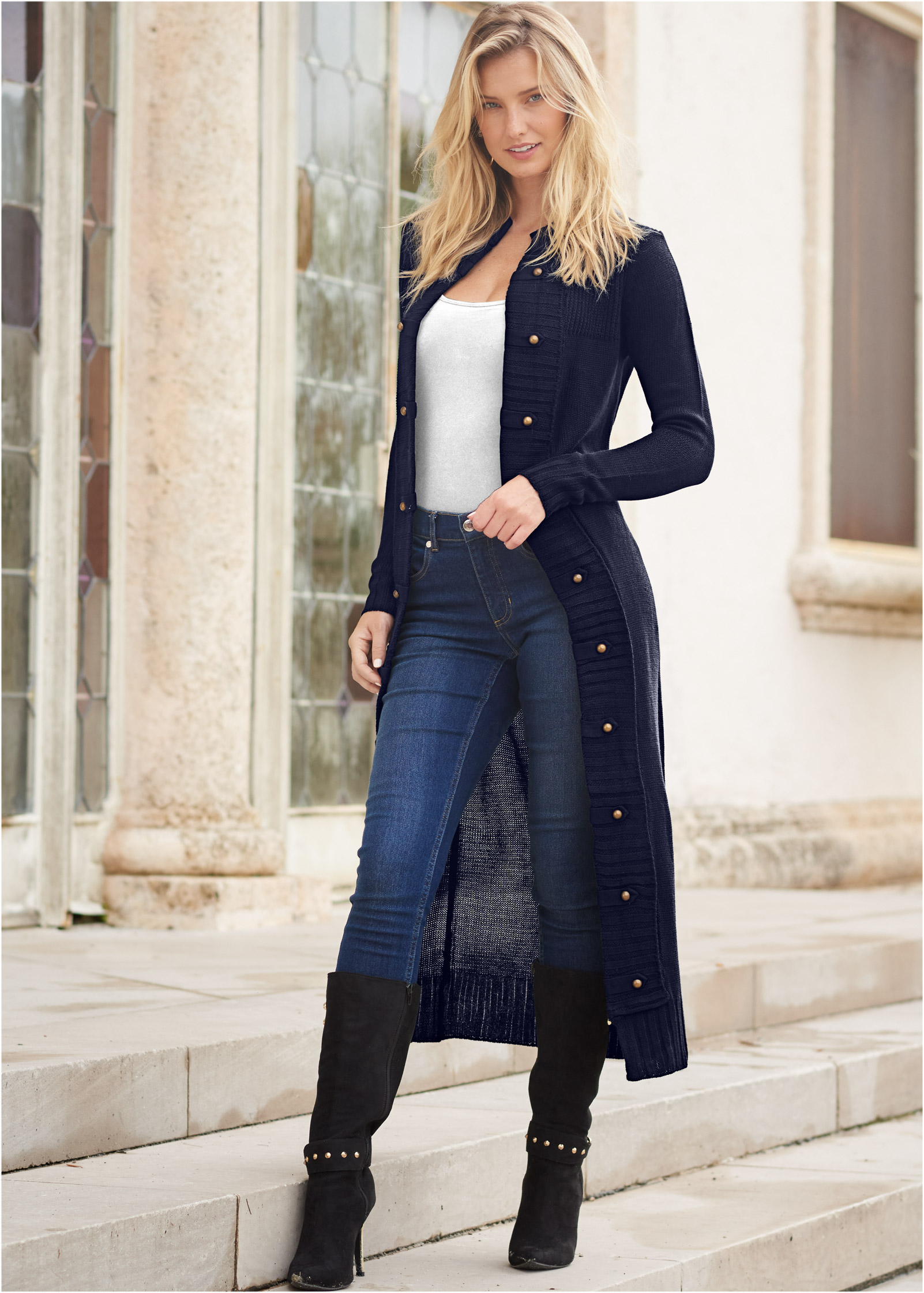 Navy store duster cardigan