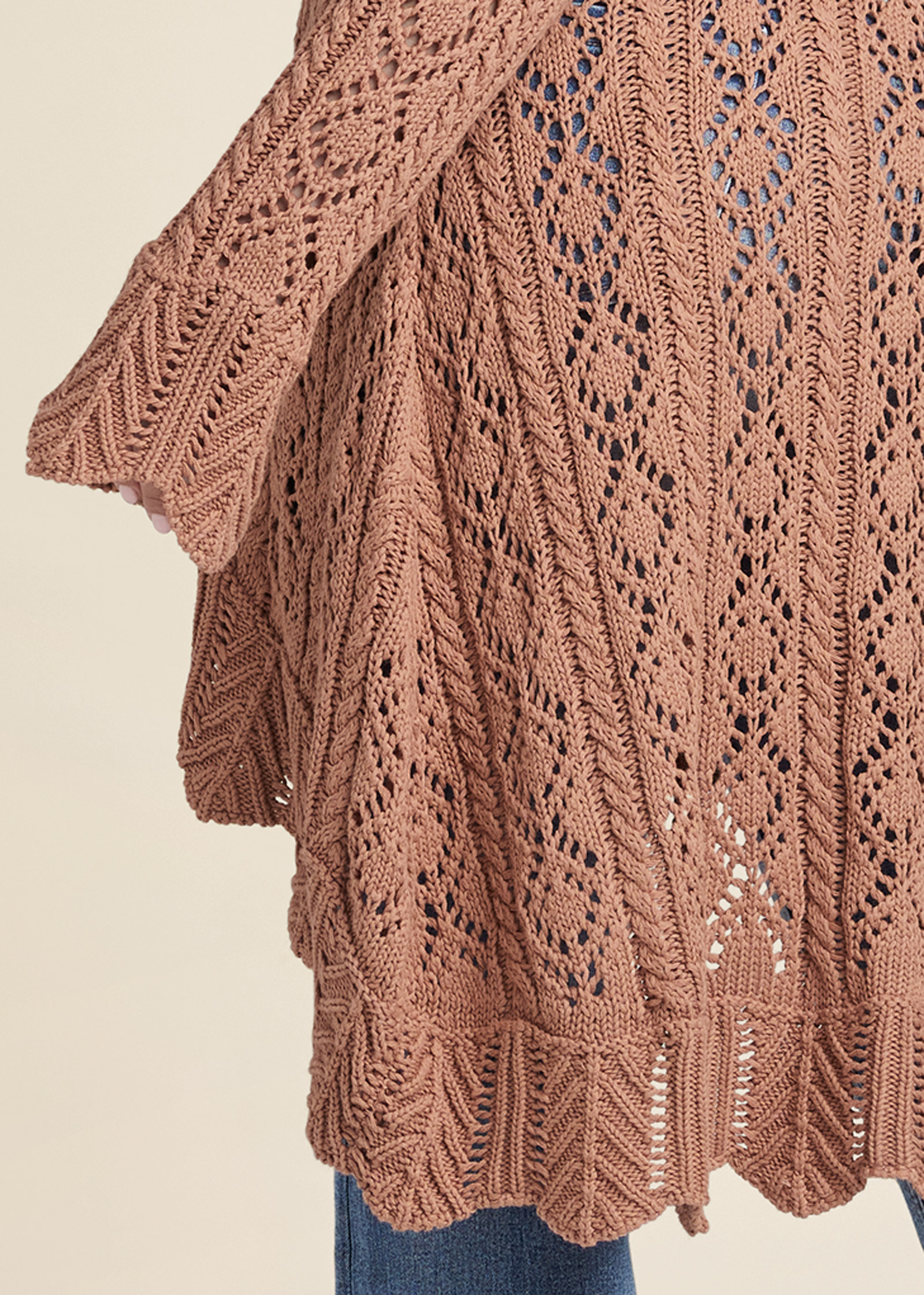 COTTON HIGH LOW CARDIGAN in Brown | VENUS