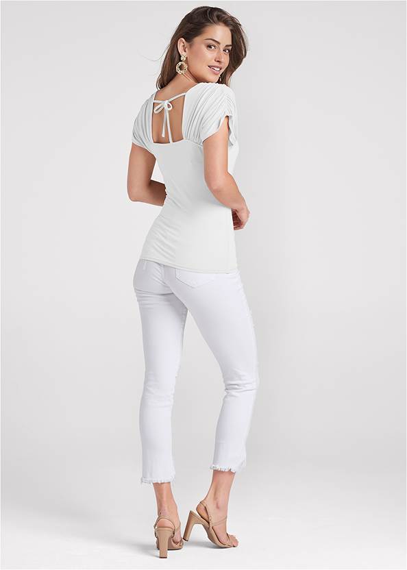 BACK View Ruched Sleeve Top