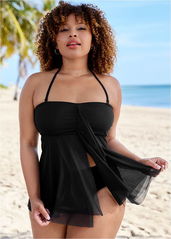 Front View Flowing Bandeau Tankini Top