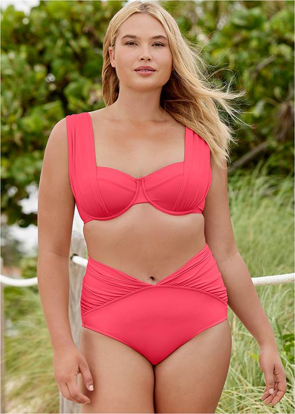 The Uplift Marilyn Top,The Audri Moderate Mid-Rise Bottom,Ruffle Mid-Rise Bottom,Classic Hipster Mid-Rise Bottom,Full Coverage Mid-Rise Hipster Bikini Bottom,Goddess Enhancer Push-Up Top,Lace Up Front Cover-Up Dress,Striped Rope Shell Tote Bag