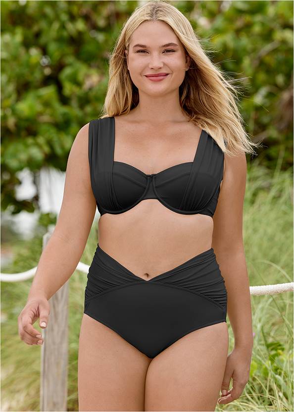 The Uplift Marilyn Top,The Audri Moderate Mid-Rise Bottom,Ruffle Mid-Rise Bottom,Classic Hipster Mid-Rise Bottom,Full Coverage Mid-Rise Hipster Bikini Bottom,Underwire Wrap Top,Jules Cover-Up