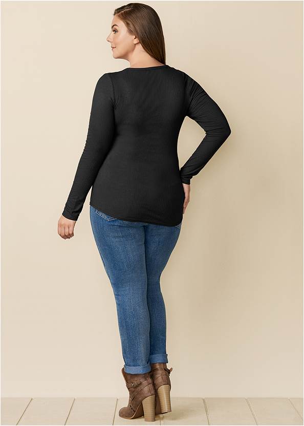 Back View Ribbed Henley Top