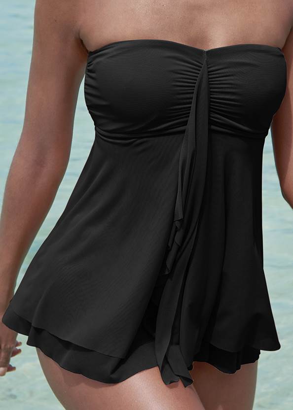 Detail front view Flowing Bandeau Tankini Top