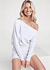 Front View One-Shoulder Ribbed Sweater