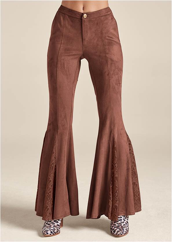 Waist down front view Faux-Suede Flare Pants