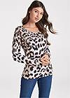 Cropped front view Embellished Leopard Print Sweater