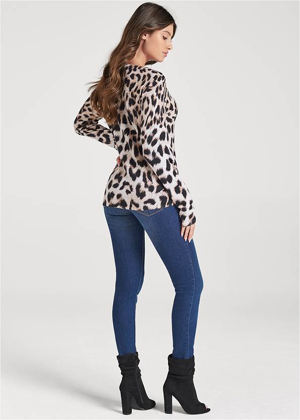 Full back view Embellished Leopard Print Sweater