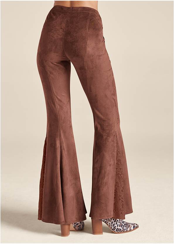 Faux Suede Flare Pants in Brown Multi | VENUS
