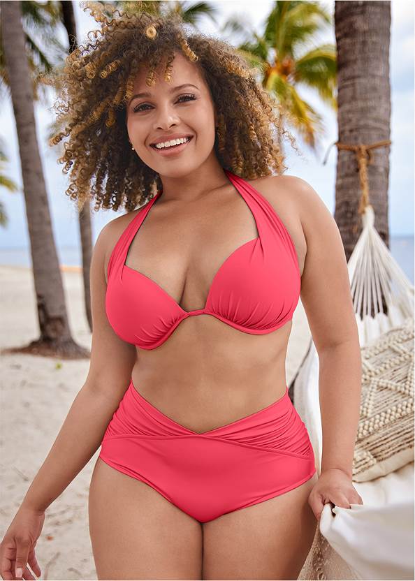 The Audri Moderate Mid-Rise Bottom,Marilyn Underwire Push-Up Halter Top,Underwire Wrap Top,Enhancer Push-Up Triangle Top,Underwire Swim Top,Ruffle Mid-Rise Bottom,Lace Up Front Cover-Up Dress