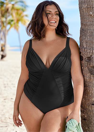 Plus Size Ruched One-Piece