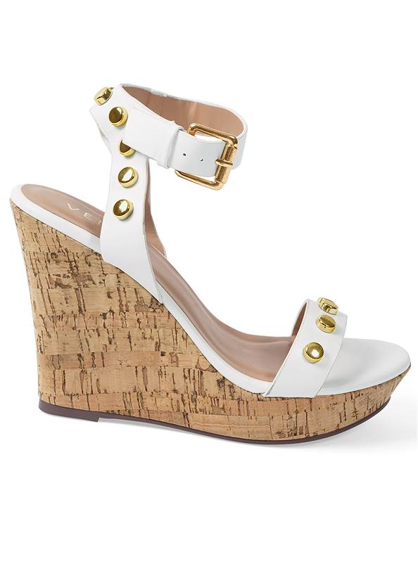 Alternate View Studded Leather Cork Wedges