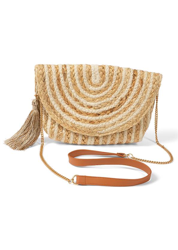 Front View  Striped Jute Crossbody
